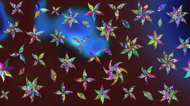 Raster illüstrasyonu. Düz Çiçek Elementleri Tasarımı. Şirin çiçek elementleri. Renkli Bahar Teması eskiz kalıbı. Çizim deseni Modaya uygun kumaş deseni.