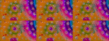 Karşılama ya da düğün geçmişi olarak kullanılabilir. Paket kağıdı için en iyisi. Doğal kozmetik ürünleri, parfüm, çiçekçi dükkanı için bahar ihalesi tasarımı. Turuncu ve kahverengi lale çiçekli Raster eskiz deseni.