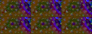 Kahverengi ve yeşil renkli çiçekler. Elle boyanmış suluboya resim çizimi çiçekler ve bitkiler.