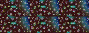 Çiçekli yaz çiçekleri. Küçük renkli çiçekler. Moda baskıları için zarif bir şablon. Motley illüstrasyonu. Robot resim. Küçük çiçekte şirin desenler.