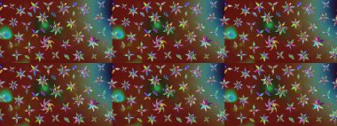 Kahverengi ve kırmızı renkte çiçekler. Çiçek desenli eskiz. Tişört baskısı için çiçek boyama rasteriName.