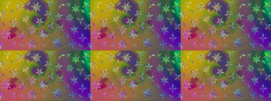 Raster illüstrasyonu. Klasik çiçek tasarımı elementleri. Yeşil ve kahverengi kıvırcık çiçekler yeşil ve kahverengi renklerde.