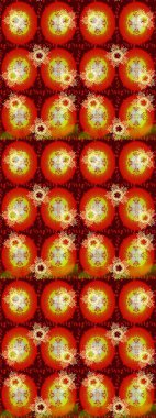 Turuncu, kırmızı ve kahverengi renkte yaz çiçekleri. Çiçekli karalama şeklinde Raster çiçek deseni. Raster illüstrasyonu.