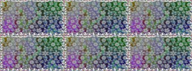 Çiçek süsü ile kusursuz desen. Raster illüstrasyonu. Gri renkli çiçekler.