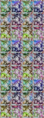 Düz Çiçek Elementleri Tasarımı. Renkli Bahar Temalı Kusursuz Arkaplan. Kusursuz bir mahsul. Raster Şirin kumaş deseni.