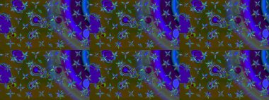 Kahverengi ve yeşil çiçekli eskiz deseni, suluboya çiçek deseni, sevimli çiçek, duvar kağıdı, kart veya kumaş için fayanslı. Raster - stok.