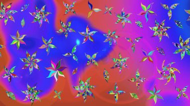 Raster illüstrasyonu. Güzel karalamalı çiçek desenli çizim. Küçük çiçekteki sevimli çiçek deseni. Güzel kumaş deseni.