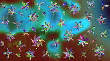 Düz Çiçek Elementleri Tasarımı. Raster illüstrasyonundaki çiçek desenli çizim. Renkli Bahar Teması eskiz kalıbı. Süslü kumaş deseni.