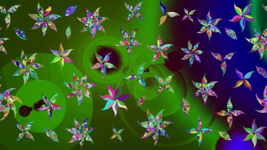 Raster illüstrasyonu. Kumaş, duvar kağıdı ve kağıt üzerine baskı yapmak için gelişen arka plan. Moda arka planında parlak buketler. Eski usul küçük çiçekli şirin bir eskiz deseni..