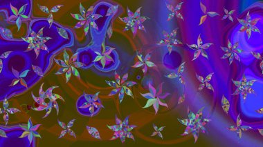 Raster illüstrasyonu. Organik motif arka planı. Ultraviyole kumaş deseni. Çizim deseni.