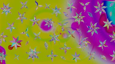 Şatafatlı bahar bahçesi dokusu. Çiçek deseni. Yeşil ve mor renkli çiçek çizimi. Yeşil ve mor renkli çiçekler. Raster illüstrasyonu.