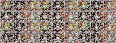 Tarafsız renklerde çiçekler. Raster illüstrasyonunda kusursuz çiçek deseni.