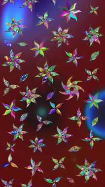 Kırmızı ve kahverengi renkte etnik çiçeklerle süslenmiş zarif bir eskiz şekli. Raster Çiçek İllüstrasyonu güzel tekstil..