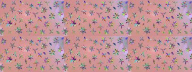 Güzel kumaş deseni. Renkli Yaz Temalı eskiz kalıbı. Düz Çiçek Elementleri Tasarımı. Raster illüstrasyonunda çiçek deseni çizimi.