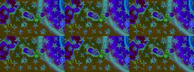 El çizimi Raster çizimi. Çizim çiçek deseni duvar kağıdı, web sitesi arka planı, ambalaj kağıdı, davetiye, broşür, afiş veya web sitesi için kullanılabilir. Parlak elementlerin.