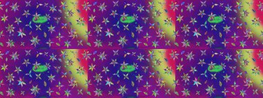 Menekşe rengi ve mor renkli şirin çiçekler. Raster illüstrasyonu. Küçük çiçekli basit bir çiçek çizimi. Moda baskısı, albüm, ambalaj kağıdı, duvar kağıdı için zarif dekoratif süslemeler..