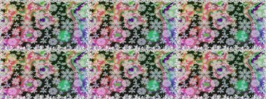 Raster düz çiçekleri pürüzsüz desen. Hediye ambalaj kağıdı, tebrik kartları, posterler ve pankart tasarımı. Gri ve nötr renkte çiçekler.