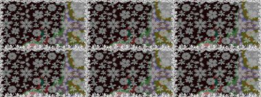 Suluboya, elle çizilmiş. Kusursuz bir arka plan modeli. Vadinin gri ve siyah renkli çiçekleri. Raster - stok.