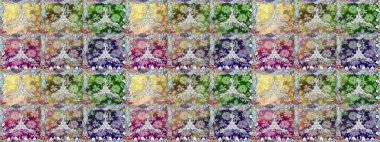 Tarafsız ve gri renklere karalamalar çizen kusursuz çiçek deseni. Raster illüstrasyonu.