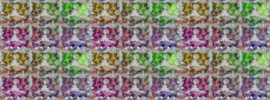 Raster illüstrasyonu. Renkli Bahar Temalı Kusursuz Arkaplan. Kusursuz Chichi kumaş deseni. Çiçek deseni. Düz Çiçek Elementleri Tasarımı.