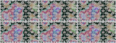 Gri ve nötr renklerde Asya tekstil tarzında. Raster illüstrasyonu. Çiçeklerle suluboya desenleri.