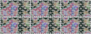 Gri ve nötr renklerde Asya tekstil tarzında. Raster illüstrasyonu. Çiçeklerle suluboya desenleri.