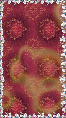 Raster illüstrasyonu. Küçük çiçekteki sevimli çiçek deseni. Raster deseni. Nazikçe, yaz çiçekleri kırmızı ve kahverengi renklerde.