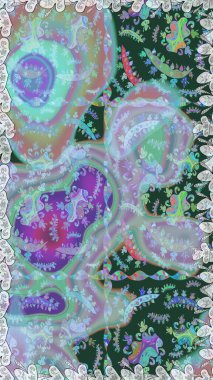 Raster illüstrasyonu. Yaprak ve çiçeklerin suluboya resimleri, mavi ve nötr renklerde pürüzsüz desenler. Yumuşak, bahar çiçekleri mavi ve nötr renklerde.