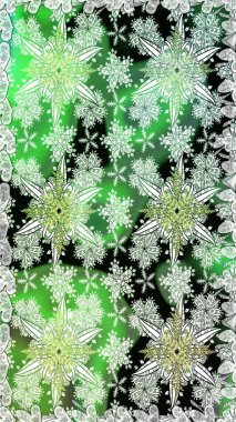 Raster illüstrasyonu. Yeşil ve nötr renklerde Asya tekstil tarzında. Çiçeklerle suluboya desenleri.