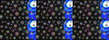 Raster illüstrasyonundaki çiçek desenli çizim. Gri ve mavi renkte çiçekler.