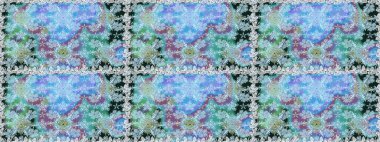 Raster illüstrasyonu. Raster illüstrasyonu. Kusursuz çiçek deseni. Mavi ve nötr renklerde çiçekler. Asya tekstil tarzında.