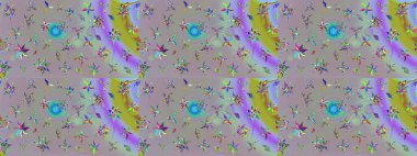 Raster illüstrasyonu. Şirin çiçekli eskiz deseni ve gri ve nötr renklerde yapraklar, suluboya çiçek deseni, duvar kağıdı, kart veya kumaş için fayanslı.