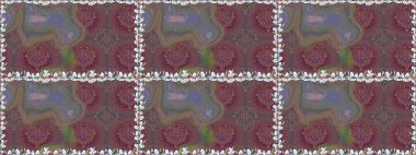 Güzel kumaş deseni. Kusursuz çiçek deseni. Raster illüstrasyonu. Renkli Bahar Temalı Kusursuz Arkaplan. Düz Çiçek Elementleri Tasarımı. Asya tekstil tarzında.