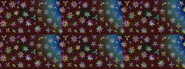 Renkli Yaz Temalı eskiz kalıbı. Düz Çiçek Elementleri Tasarımı. Kahverengi ve mavi renkli çiçekler. Raster illüstrasyonunda çiçek deseni çizimi.