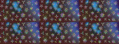 Suluboya çiçekli çiçek deseni. Raster illüstrasyonu. Kahverengi ve mor renkli güzel tekstil..