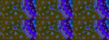 Klasik çiçekler. El çizimi, soyut ve süslü elementler. Kahverengi ve mavi renkler. Suluboya resim taklit Raster çizimi. Yaz çiçekleri teması.