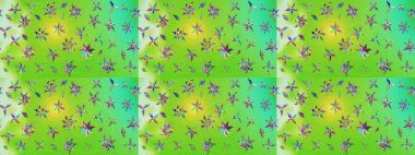 Çiçekli karalama şeklinde Raster çiçek deseni. Yeşil ve nötr renklerde çiçekler. Yumuşak, yaz çiçekli arka plan.