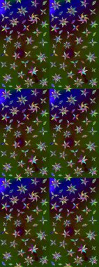 Raster illüstrasyonu. Asya tekstil tarzında. Renkli Bahar Teması eskiz kalıbı. Çiçek desenli çizim. Güzel kumaş deseni. Düz Çiçek Elementleri Tasarımı.