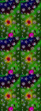 El çizimi çiçekli soyut çizim kalıbı. Yeşil ve siyah renkli çiçekler. Raster illüstrasyonu.