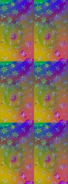 Raster illüstrasyonu. Yeşil ve kahverengi renkli çiçekler. Robot resim. Şirin çiçek elementleri..