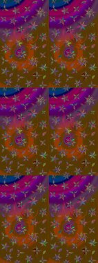 Millefleur 'lar. Küçük kahverengi mor renkte, çiçekli, oldukça eski bir besin torbası deseni. Tekstil, kumaş, kapaklar, duvar kağıtları, baskı, paket, koleksiyon defteri, örgü, dekupaj için çiçek arkaplanı..