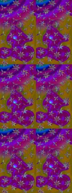 Vadinin çiçekleri mor ve kahverengi renklerde. Çiçeksel çizim kalıbının çizimi.