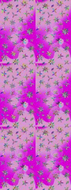 Tarafsız ve morumsu renklerde bahar çiçekleri. Patlayan çiçekler soyut olarak yerleştirilmiş. Raster illüstrasyonu. Raster deseni.