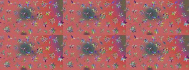 Pembe ve yeşil renkli çiçekler. Kumaş desenli papatya çiçekleri ayrıntıları.