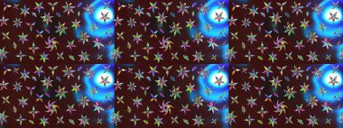 Kahverengi ve mavi renkli çiçekler. Raster illüstrasyonunda çiçek deseni çizimi.