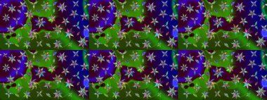 Çiçeksel elementlerle süslenmiş zarif raster dokusu. Parlak çiçekli yeşil ve kahverengi renkler üzerine soyut çizim deseni. Küçük çiçekte şirin bir çiçek deseni var..