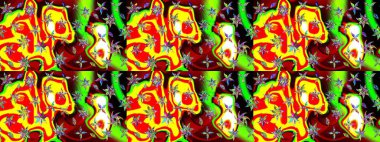 Çiçek kırmızısı ve sarı çizim deseni. Raster çiçek izi. Raster Yumuşak kumaş deseni. Klasik taslak çizimi.