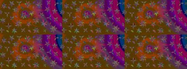 Küçük kahverengi mor renkte, çiçekli, oldukça eski bir besin torbası deseni. Millefleur 'lar. Tekstil, kumaş, kapaklar, duvar kağıtları, baskı, paket, koleksiyon defteri, örgü, dekupaj için çiçek arkaplanı..