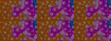 Yumuşak, bahar çiçekleri kahverengi ve mor renklerde. Çiçekli yumuşak bir eskiz şekli. Raster çiçekleri klasik tarzda çizilmiş. Raster illüstrasyonu.