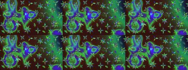 Raster çiçek desenli çiçek deseni, yapraklar, dekoratif elementler, sıçrama, lekeler, el çizimi kontur çizgileri ve Doodle çizim stili, grafik raster çizim çizimi.